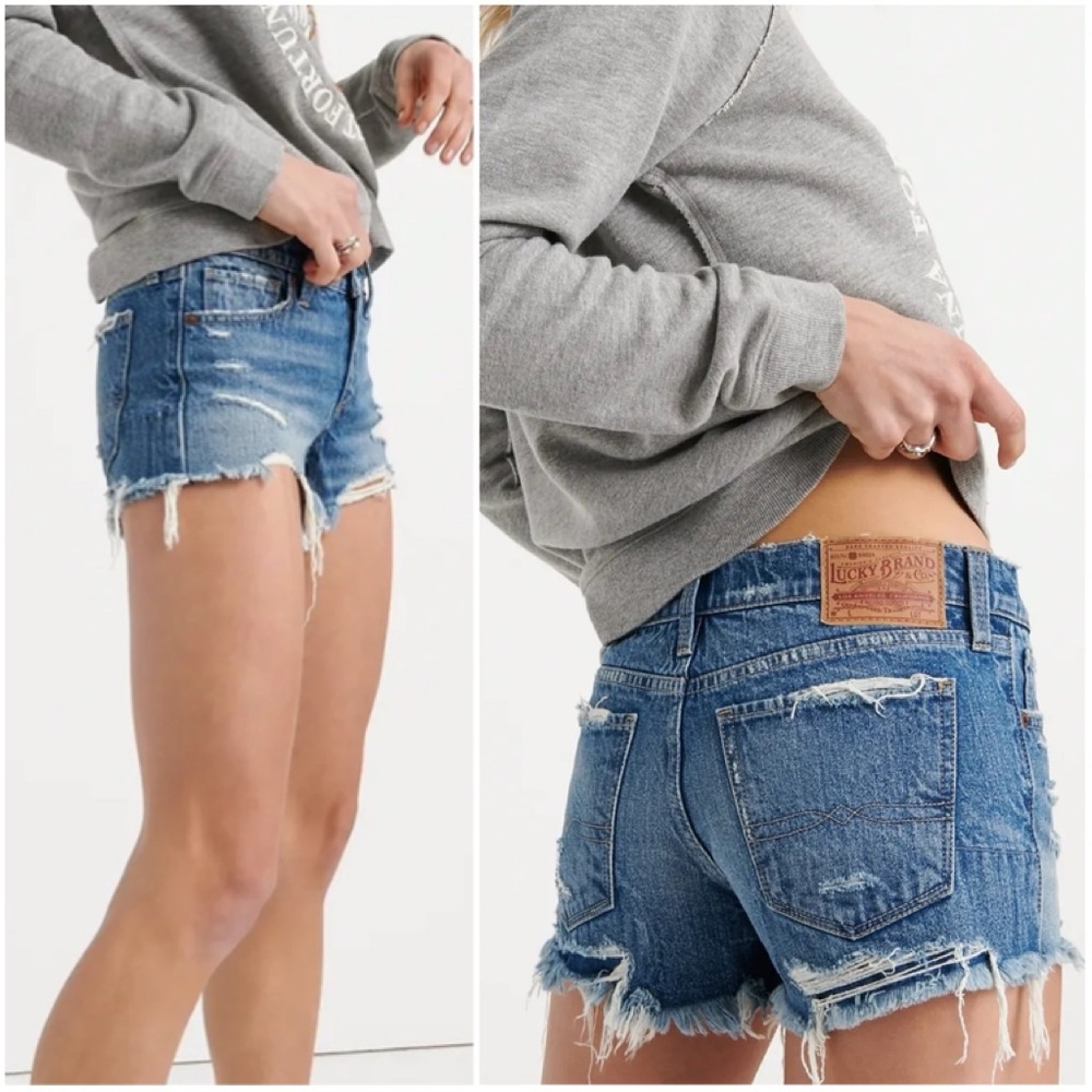 Lucky Brand Distressed Blue Denim Jean Shorts